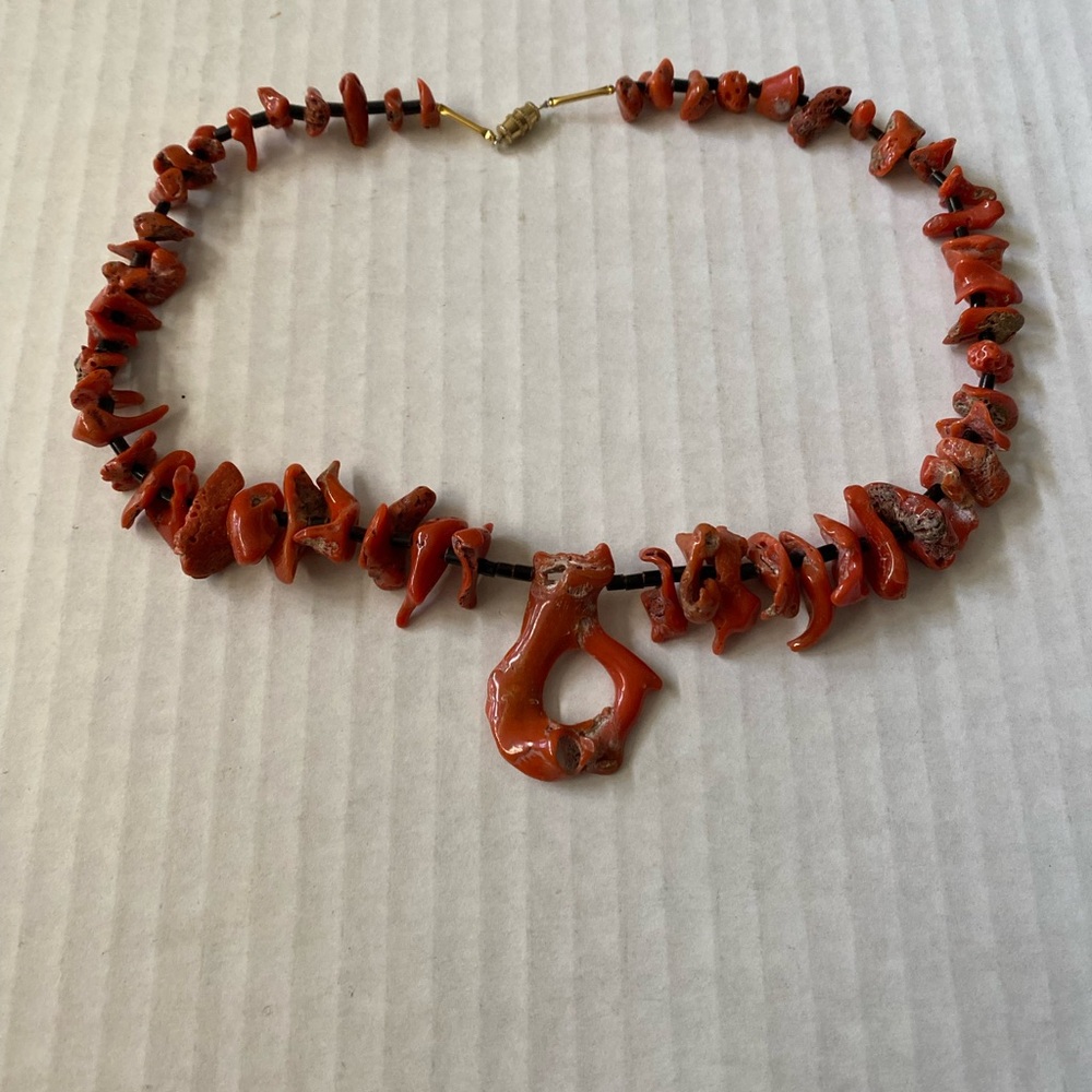 Rare Old Pawn Red Orange Coral with Heishi Necklace - Picture 7 of 9